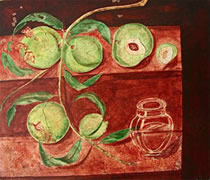 Peaches and Glass Vase